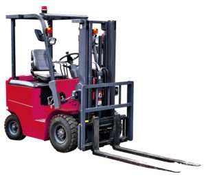 Red forklift tyres